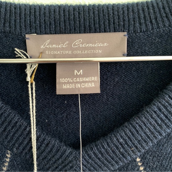 DANIEL CREMIEUX Mens argyle cashmere long sleeve sweater blues size M - Picture 4 of 10